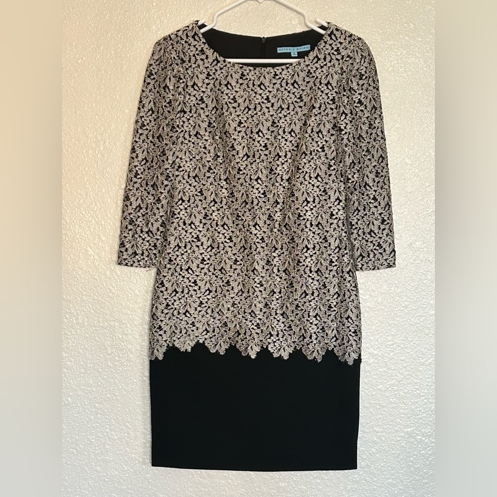 Antonio Melani Black and Pearl Color Mini Dress Size 0